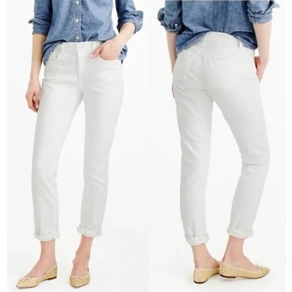 NWT! J. Crew High-Rise Slim Cropped Boyfriend Jean in White - 33 - Picture 1 of 11
